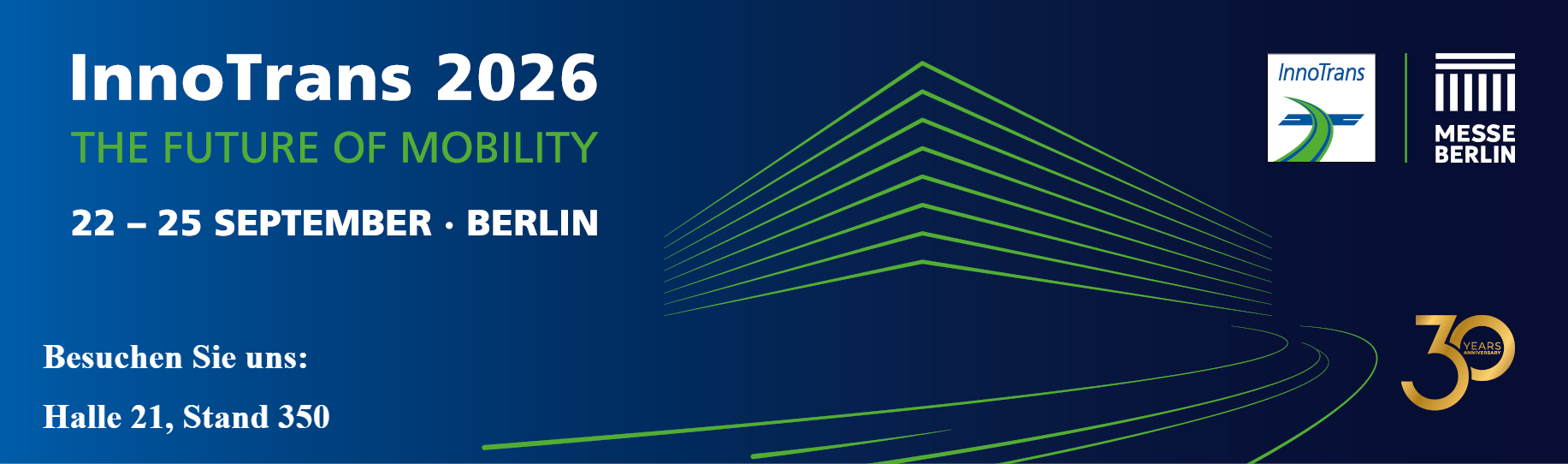 InnoTrans 2026: 22. bis 25. September in Berlin. Besuchen Sie Compriband in Halle 21, Stand 350.