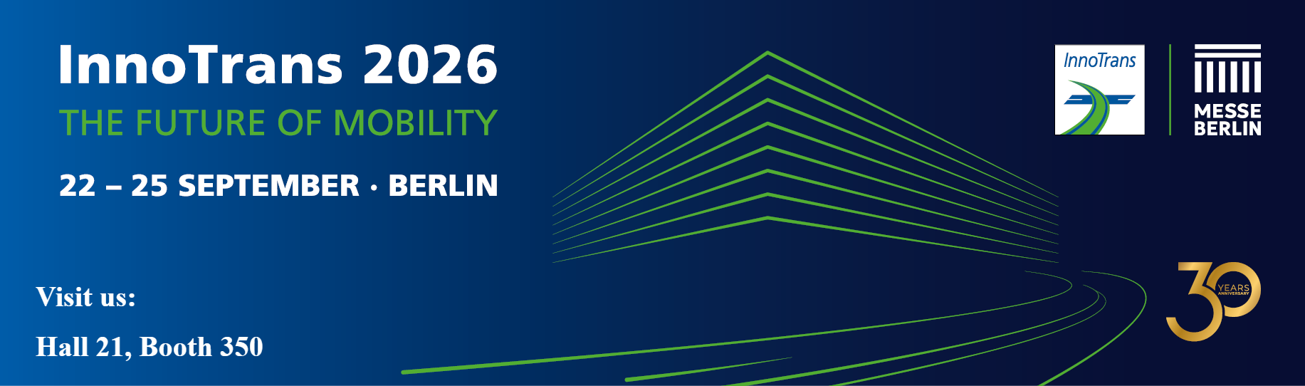 InnoTrans 2026: 22 to 25 September in Berlin. Visit Compriband in Hall 21, Booth 350.